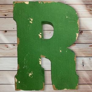 Metal Industrial decor  “R” 16” Letter New Green